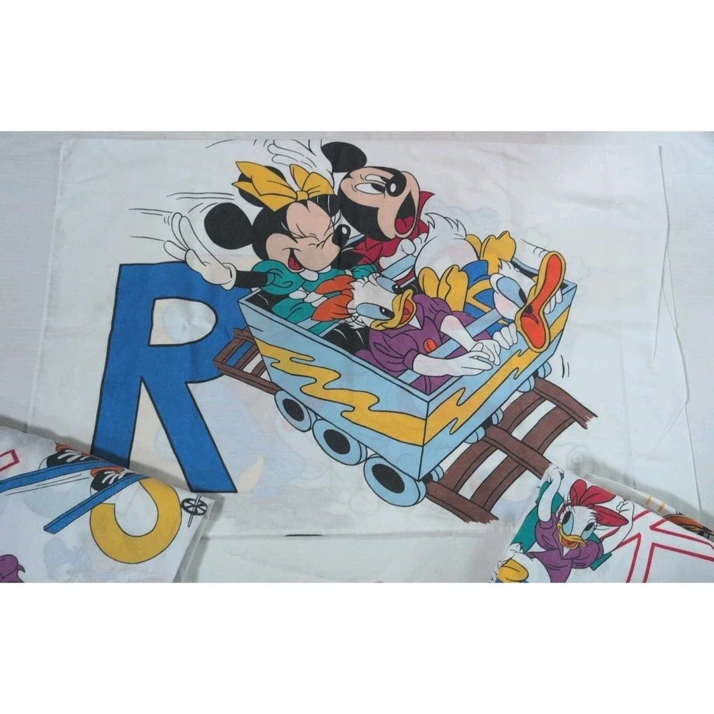 Vintage 90's 3 Piece Pacific Walt Disney Mickey Minnie Alphabet Twin Sheet Set